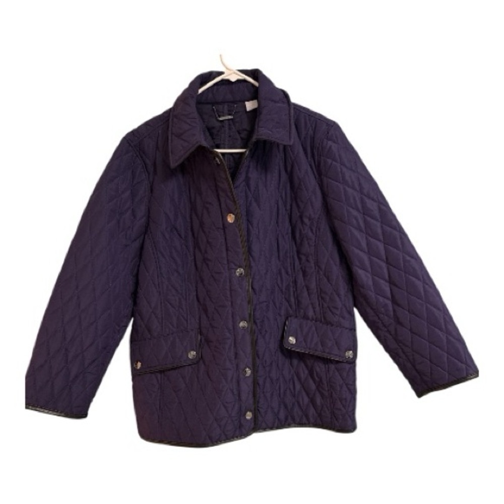 Chico's Deep Blue Quilted Puffer Jacket - Picture 1 of 5